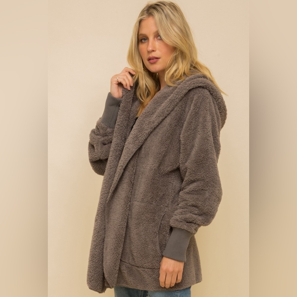 Faux fur So Soft plush hooded jacket with pockets